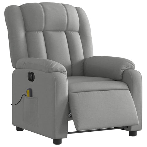 vidaXL Electric Massage Recliner Chair-Light Gray-Upholstered Armchair-Vibration Massage-Auto-Adjust