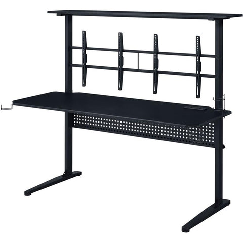 Acme Canzi Wooden Top Gaming Table with 2 Metal Screen Holders in Black