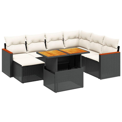 vidaXL 8 Piece Garden Sofa Set with Cushions Modular Outdoor Furniture Black Poly Rattan Perfect for Patios Balconies and Gardens