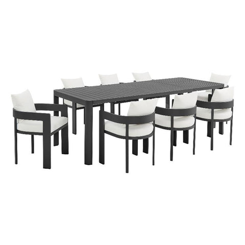 Modway Tahoe Aluminum 9-Piece Patio Dining Set in Gray White