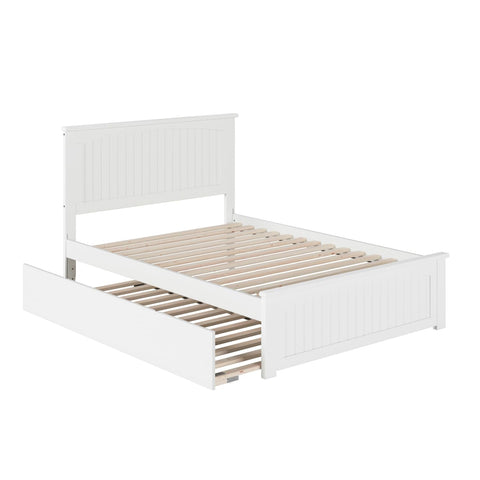 AFI Nantucket Full Size Platform Bed with Matching Footboard & Twin Trundle in White