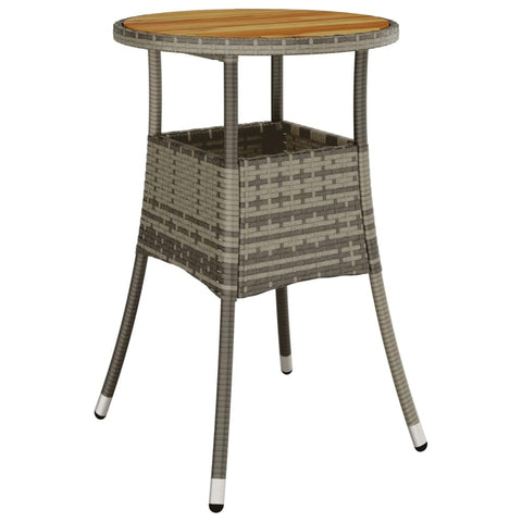 vidaXL Outdoor Patio Table, Round, Grey - 23.6" Diameter 29.5" Height, Solid Acacia Wood and Poly Rattan Material, Weather-, Beautiful Design, Easy Assembly - Ideal for Patio, Garden, Outdoor Livi...
