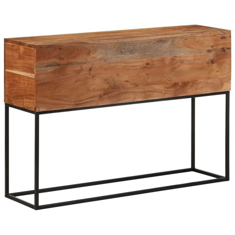 vidaXL Console Table - Solid Acacia Wood/Iron Feet - Rectangular Hallway Table - Industrial Style - 43.3"x11.8"x29.5"