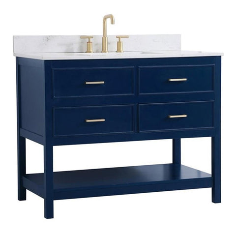 Elegant Decor Sinclaire 42" MDF Single Bathroom Vanity with Backsplash in Blue