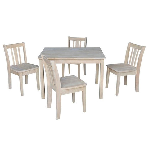 International Concepts 5 Piece Unfinished Kids Table and Chair Set