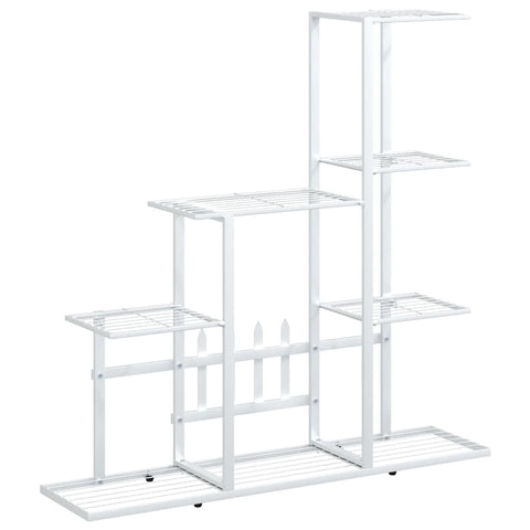 vidaXL White Metal Flower Stand - Plant Rack Display for Home and Garden - Easy to Assemble with Durable Build