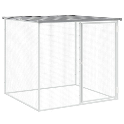 vidaXL Chicken Cage - Versatile Galvanized Steel Hutch for Hens and Small Animals with Ventilated Mesh Design and Weather- Roof - Light Gray