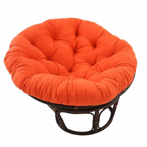 International Caravan Furniture Piece 42-Inch Rattan Papasan Chair with Solid Twill Cushion