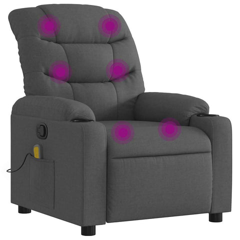 vidaXL Massage Recliner Chair, Adjustable Reclining Armchair for Elderly, Wingback Recliner for Home Theater Cinema, Modern Style, Dark Gray Fabric