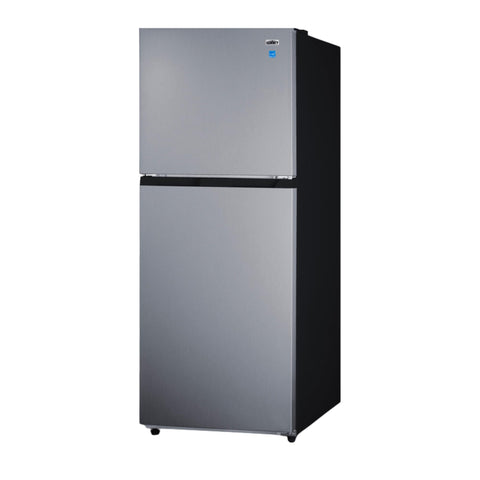 10 cu.ft. ENERGY STAR certified top mount refrigerator-freezer in a stainless steel look