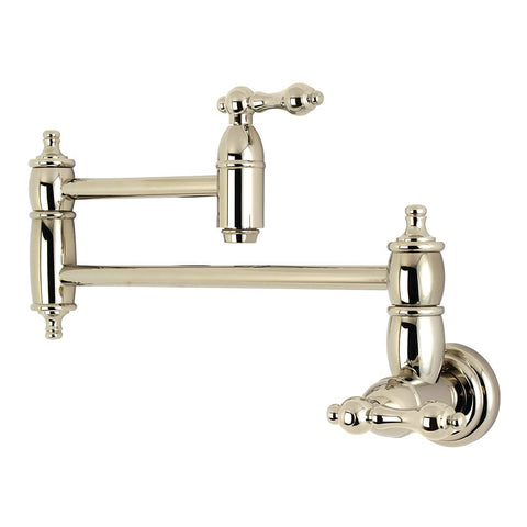 Kingston Brass KS3106AL Restoration Wall Mount Pot Filler Kitchen Faucet, Polished Nickel