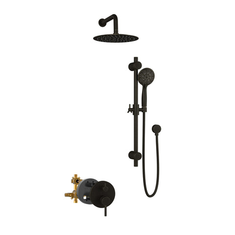 Refuge Rain Shower Head with Handheld Spray Combo - Oil-Rubbed Bronze Finish - 10" Rainfall Shower Head with Handheld Combo | Adjustable Slide Bar | 5-Function Handshower | Tru-Temp Valve | 1.8 GPM