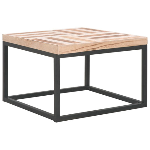 vidaXL Industrial Style Coffee Table, Low Profile, Constructed from Solid Paulownia Wood and Powder-Coated Steel, Perfect for Living Room - Beige 19.7"x19.7"x13"