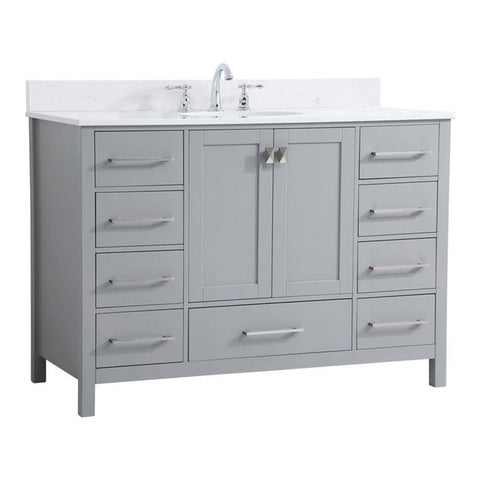 Elegant Decor Irene 48" Solid Wood Single Bathroom Vanity w/Backsplash in Gray