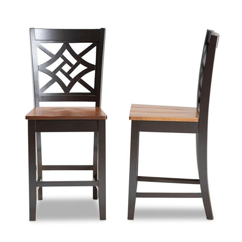 Baxton Studio Nicolette Modern and Contemporary Two-Tone Dark Brown and Walnut Brown Finished Wood 2-Piece Counter Stool Set