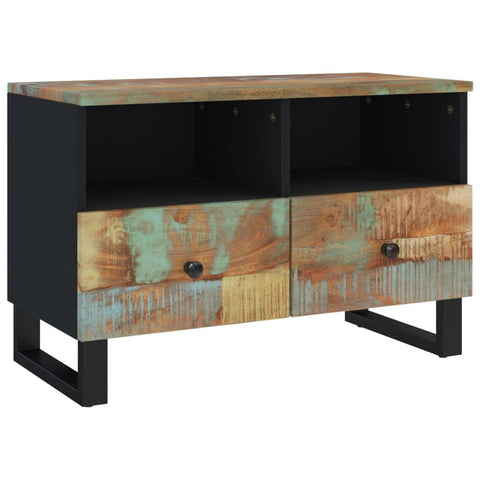 vidaXL Solid Reclaimed Wood TV Stand - Industrial Charm - Elegant Black Iron Frame - Spacious and Eco-Friendly - 27.6" Width x 18.1" Height