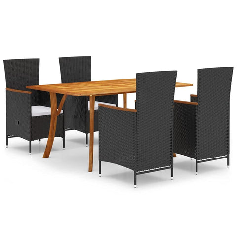 vidaXL Patio Dining Set 5 Piece Garden Outdoor Terrance Backyard Balcony Furniture Set Home Dining Dinner Seat Table and Chairs Black