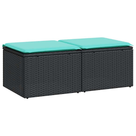 vidaXL 2-Piece Patio Sofa Set - Black Poly Rattan Outdoor Seating with Cushions - Modular Garden Furniture for Terrace and Deck