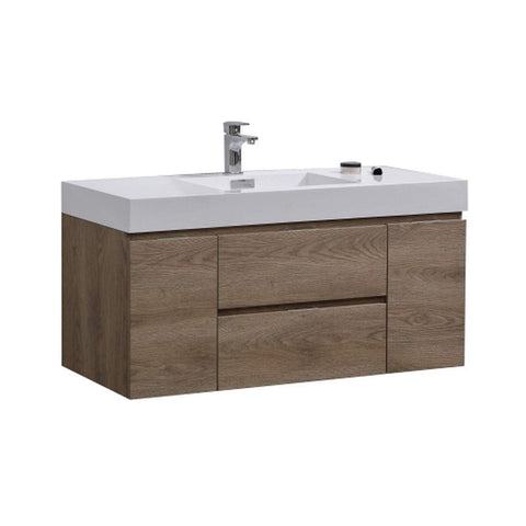 Bliss 48" Butternut Wall Mount Modern Bathroom Vanity
