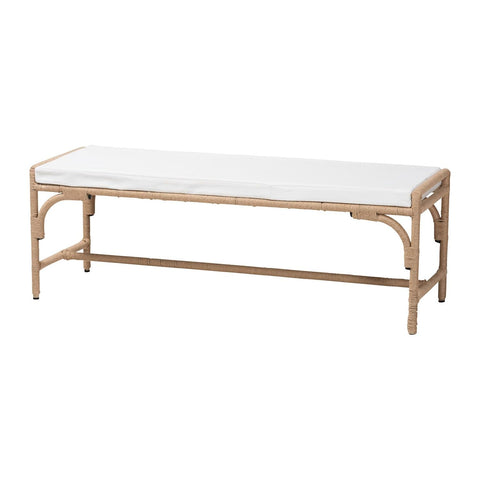 bali & pari Nasim Modern Bohemian Natural Jute and Metal Accent Bench