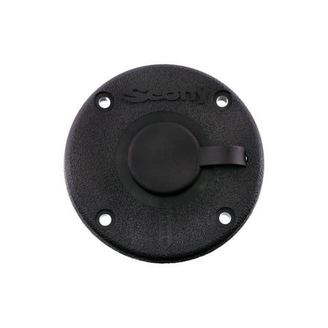 Scotty #344-BK Round Flush Deck Mounting Bracket Black Sealed Bottom with Rain Cap