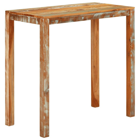 vidaXL Wood Reclaimed Solid Bar Table - 44.1"x21.7"x42.5" ic Farmhouse Style, Multi-Color Finish Iron Frame, Environmentally Friendly, Handmade Unique Dining Room Furniture