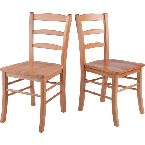 Oakestry Ladder Back Dining Chair Set Light Oak Solid Wood Chairs with Contoured Seats Classic Ladder Back Design for Kitchen Dining Room or Office Two Chairs Use in Home Office Settings