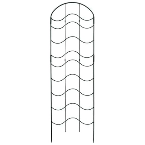 Oakestry Tall Waves Wrought Iron Garden Trellis, Large Rectangular Lattice Panel for Garden Beds Potted Plants, Sturdy Black Outdoor Support for Climbing Vines, Flowers and Decorative Growth