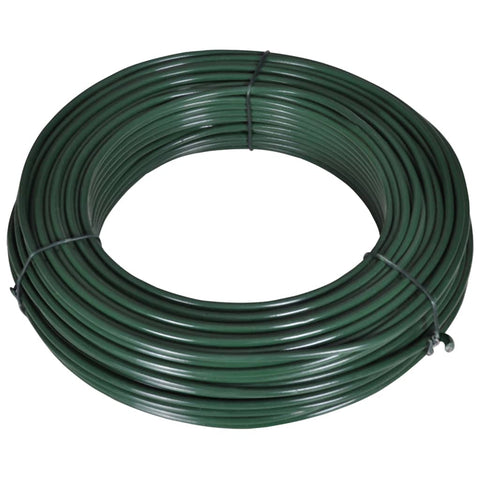 vidaXL Green Steel Fence Span Wire - 180.4' Long - Galvanized Steel Material with PVC Coating - Weatherproof and Durable for Construction Sites, Gardens, Backyards