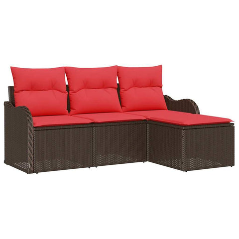 vidaXL Garden Sofa Set Brown Poly Rattan, Outdoor Sofa Set, Rectangular Modular Design, Strong, Weather-Resistant, Stylish Furniture for Relaxing on the Patio
