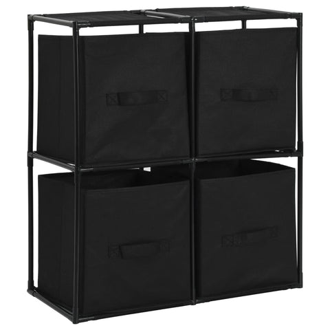vidaXL Modern Black Storage Cabinet with 4 Fabric Baskets - 24.8"x11.8"x28" Steel Frame Sideboard - Portable and Versatile Home DÃ©cor