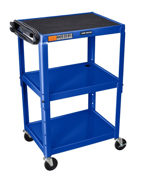 LUXOR UCMT1-RB Adjustable-Height Steel Utility Cart - Royal Blue