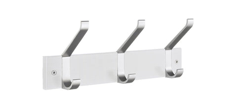 Smedbo BX1073 Triple Coat and Hat Rack, White Wood/Satin Aluminum