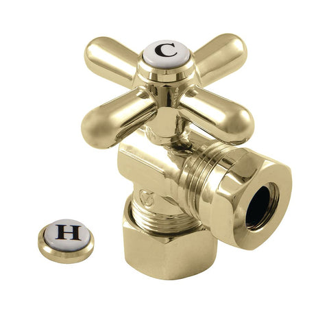 Kingston Brass CC54302X 5/8" OD Comp X 1/2" or 7/16" Slip Joint Angle Stop Valve, Polished Brass