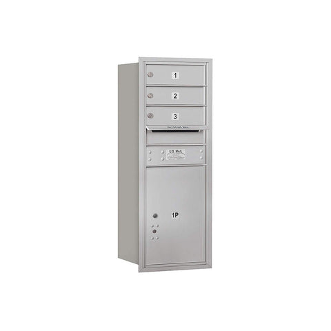 Recessed Mounted 4C Horizontal Mailbox - 10 Door High Unit (37 1/2 Inches) - Single Column - 3 MB1 Doors / 1 PL5 - Aluminum - Rear Loading - USPS Access