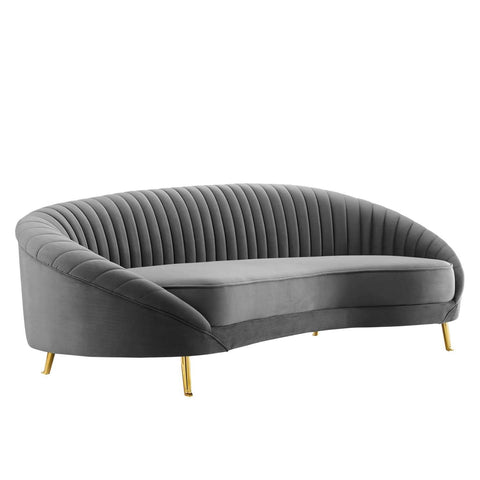 Modway Camber Channel Tufted Performance Velvet Sofa in Gray