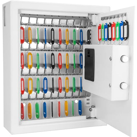 Barska 48-Key Wall Mount Key Cabinet Safe – Digital Keypad Lock Box with Numbered Hooks, Drop Slot, Color Tags & Backup Keys – Steel Construction for Home, Office, Business, School, Hotel