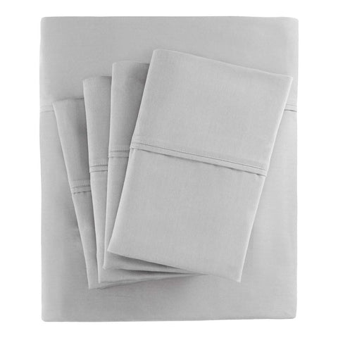 Oakestry 6-Pc Fitted Lightweight Bedding Sheet Set Deep Pocket Comfy Breathable Fade and Wrinkle Resistant with Matching Pillow Case, Cal King Size, Grey