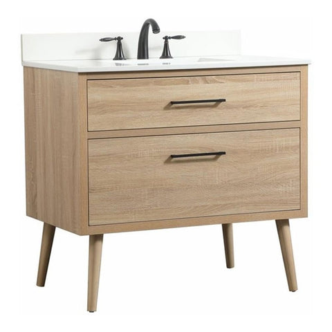 Elegant Decor Boise 36" MDF Single Bathroom Vanity with Backsplash in Mango Wood