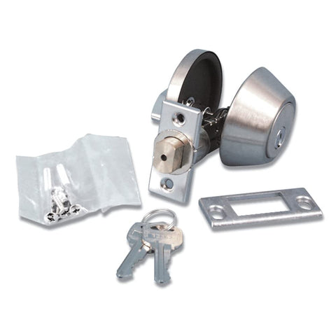 VALTERRA L32CS3008 Stainless Steel Single Cylinder Deadbolt - 5/8" Latch, Silver