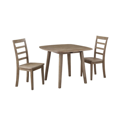 Boraam Boulder 3-Piece Dining Set-Barnwood Wire-Brush, Grey