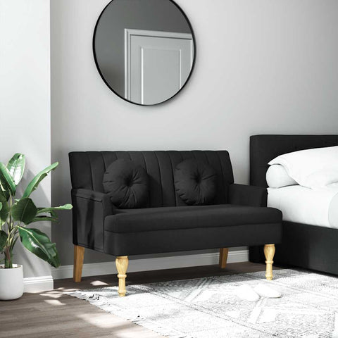 Oakestry Bench with Cushions Black 445 inx254 inx297 in Fabric Modern Storage Bench Solid Wood Entryway Seating Furniture Living Room Bedroom Hallway Organizer with Durable Frame Contemporary Design