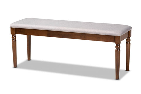 Baxton Studio Grey Upholstered and Walnut Brown Finished Wood Dining Bench