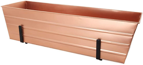 Oakestry C21C-K6 Large Flower 2 x 6 Railings Window Box with Brackets, Copper, Black
