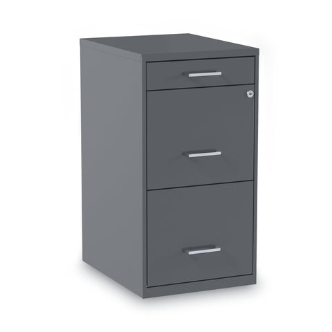 Alera Soho Vertical File Cabinet, 3 Drawers: Pencil/File/File, Letter, Charcoal, 14" X 18" X 26.9"