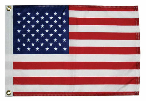 Taylor Made 50 Star U.S. Flag for Boats, 12" x 18", Brass Grommets, Water Repellent 200 Denier Nylon, American Made, Reinforced Heading - 2020109156