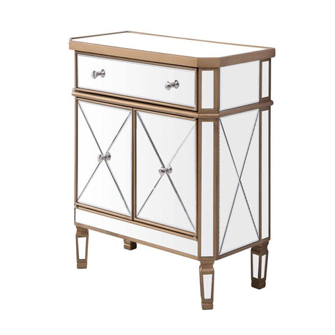 Elegant Lighting Contemporary Contempo 1 Drawer 2 Door Cabinet 32" x 16" x 32" in Gold Clear