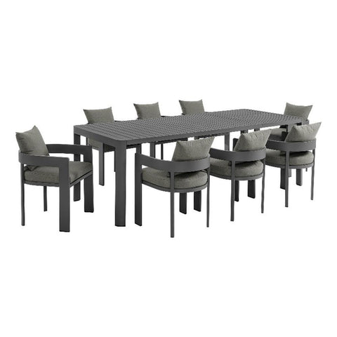 Modway Tahoe Aluminum 9-Piece Patio Dining Set in Gray Charcoal