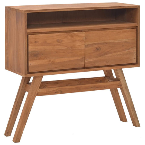 vidaXL Solid Teak Wood Console Table â€“ Scandinavian-Inspired Design, 2-Drawer Storage Cabinet, Fine-Sanded for Smooth Finish, Simple Assembly Required, 31.5"x11.8"x31.5" for Living Space