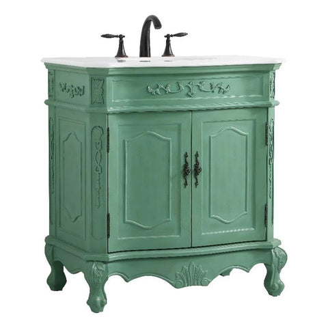 Elegant Kitchen and Bath Danville 32" Single Solid Wood Bathroom Vanity in Green